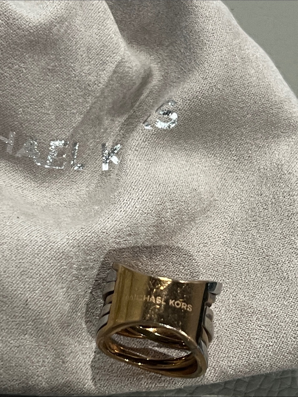 Michael Kors Tri-Tone Intertwined Band Ring - Silver, Gold & Rose Gold - Picture 5 of 5